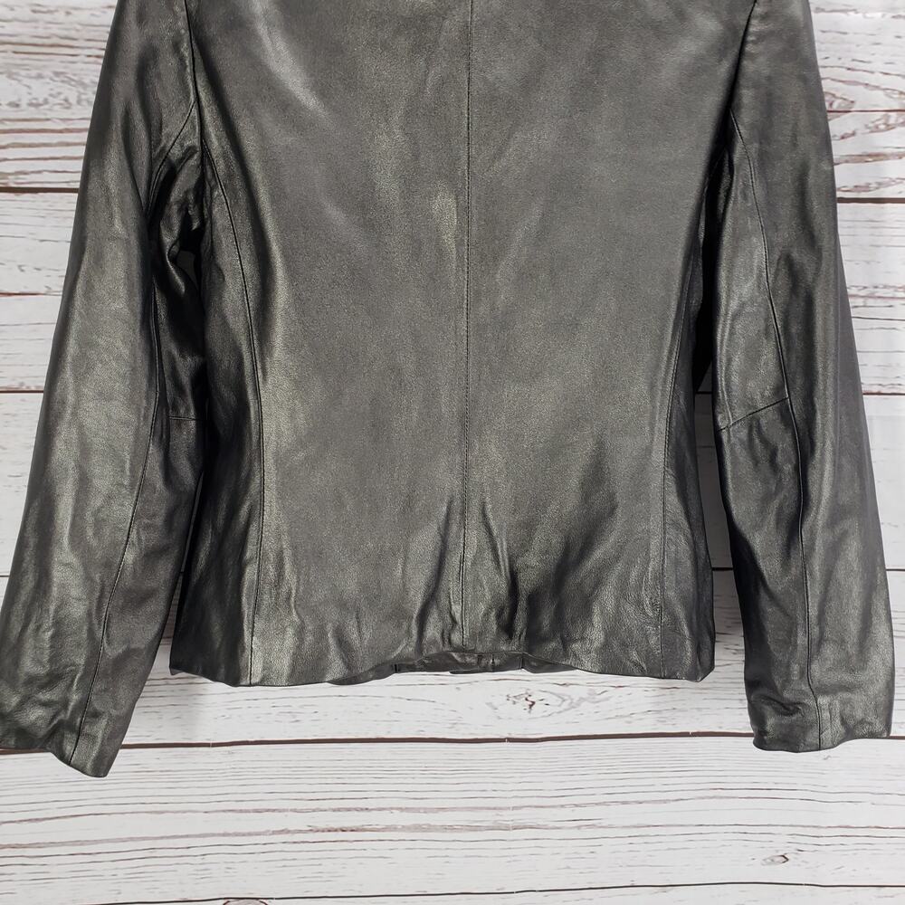 Jones New York Women's Gray Soft Leather Button Front Jacket Size 8 - Picture 15 of 15